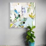 tropical no.1 acrylic fine art print shown with plant