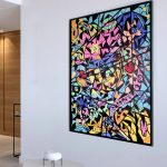 space dog acrylic painting wall art