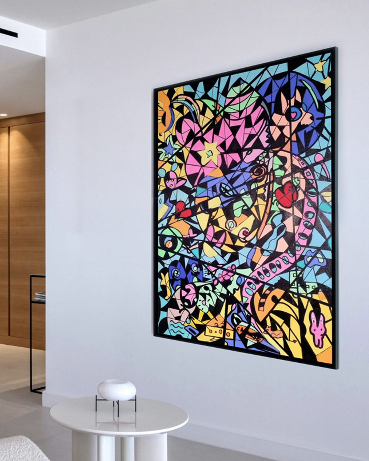 space dog acrylic painting wall art