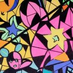 space dog acrylic painting close up