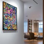 space dog acrylic painting wall art